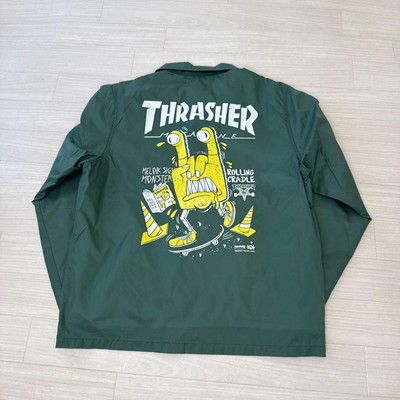 Thrasher x Rolling Cradle Green Coach Jacket Hook Damage Size L