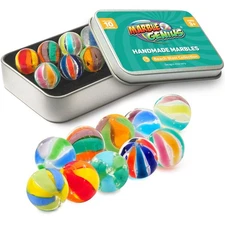 Set of 10 Handmade Collectors Marbles - Beach Ball for Kids Ages 3-14