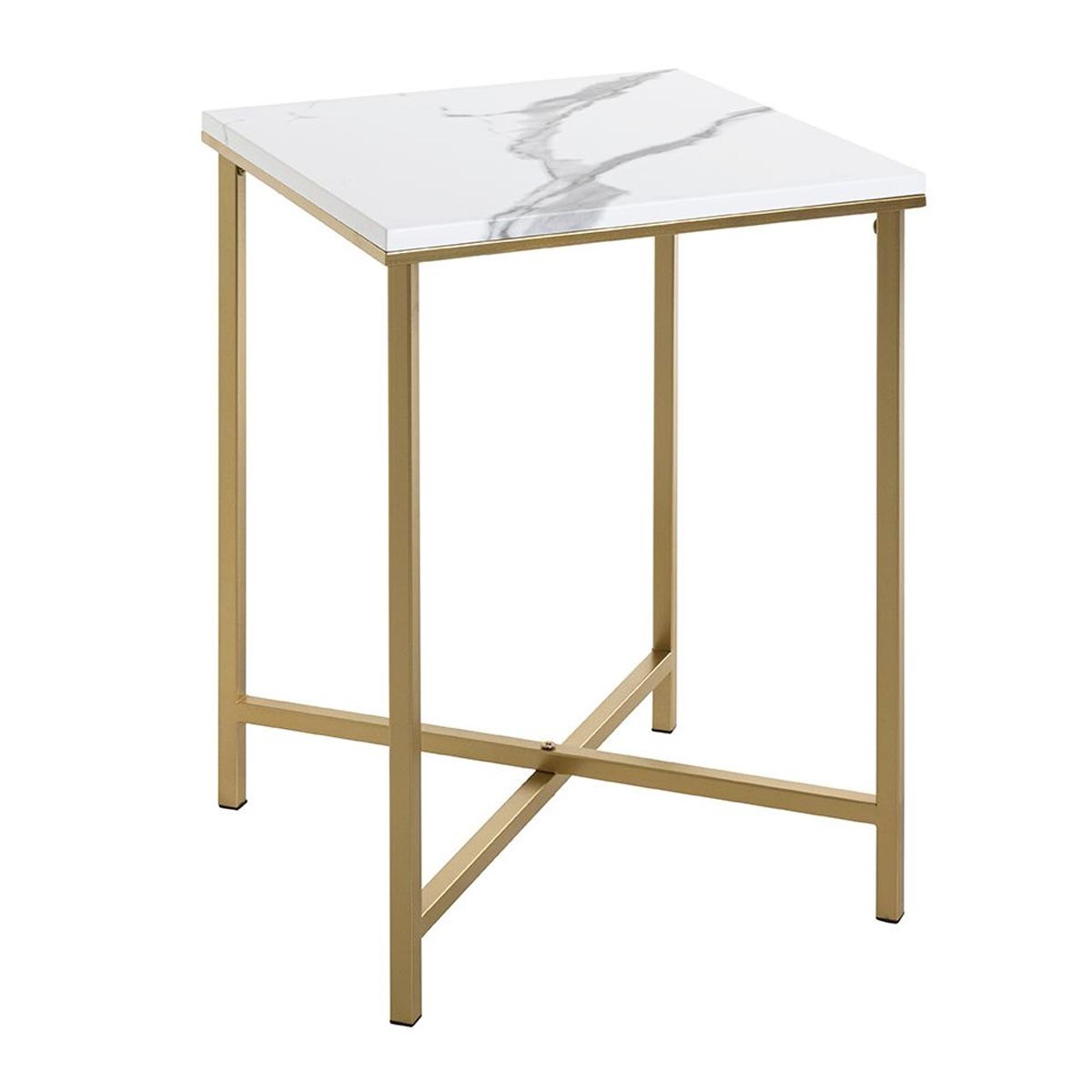 Table d'appoint carrée effet marbre Alba 55cm : la solution design pour petits salons