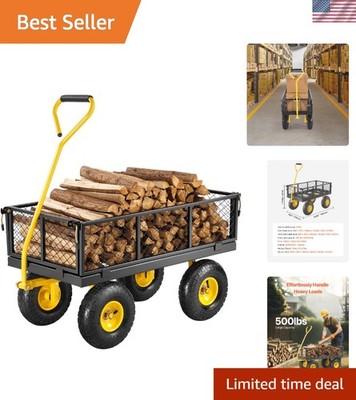 All-Terrain 500-Lb Garden Cart with Heavy-Duty Wheels & Rubber Grip Handle