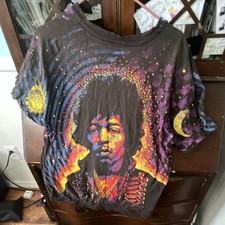 Jimi Hendrix Graphic T-Shirt Black/Purple All-Over Print Graphic Tee