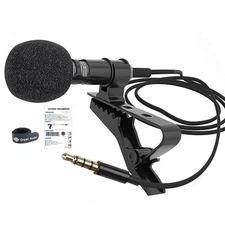 Portable Wired Microphone Clip-on Lapel Lavalier Hands-free 3.5mm Jack Condenser