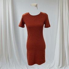 Forever 21 Dress Womens Medium Basic Casual Copper Color Rayon Short Sleeve