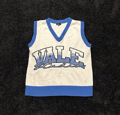 Vale Forever Men s  Vale Studio  Graphic Cotton Vest Sweater Blue/White- Size XL