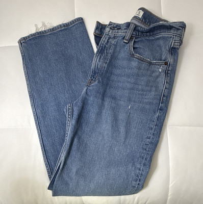 Abercrombie & Fitch Women s Blue Denim High Rise Relaxed Straight Distressed