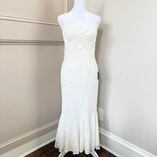 NWT Lulus Found Your Love White Lace Bustier Trumpet Midi Bridal Dress Size S
