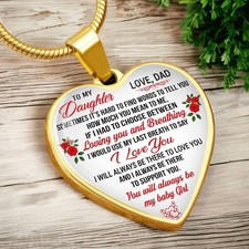 To My Daughter Heart Pendant Necklace Love Dad, From Father to Daughter Jewelry