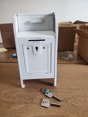 Vintage - USPS Post Office Mail Collection Box Bank w/ 2 Keys - Metal 7 1/4''