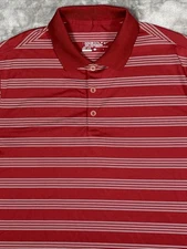Nike Golf Men’s Shirt Dri Fit L Red Striped Polo Tour Performance Men Large