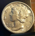 1937 D Mercury Dime XF+