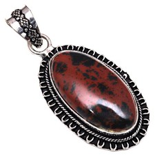 Pendant Mahogany Obsidian Gemstone Mother'Day Silver Jewelry 2.25