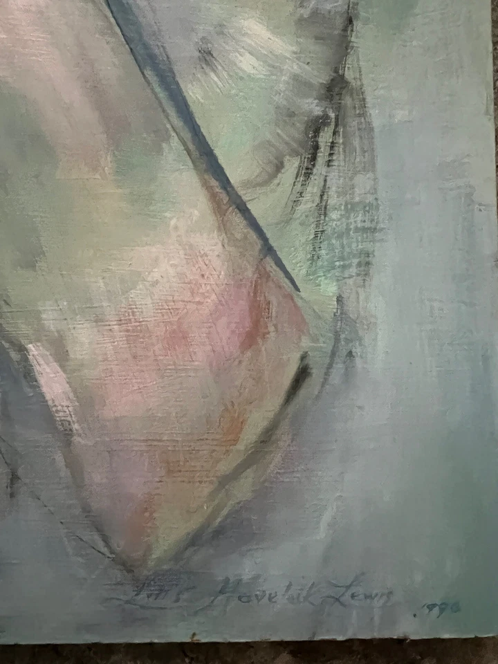 Pintura al óleo grande sobre lienzo 1990 vintage retrato princesa Foto 4 de 4