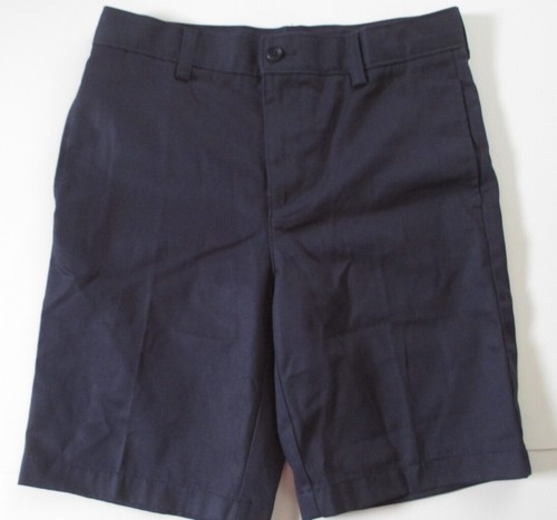 LANDS END Navy School Uniform Plain Front Cotton Chino Shorts Boys 14 NEW