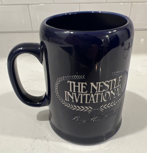 Nestle Invitational Bay Hill Club Cobalt Blue Etched Pottery Style Coffee Mug - Picture 4 of 7