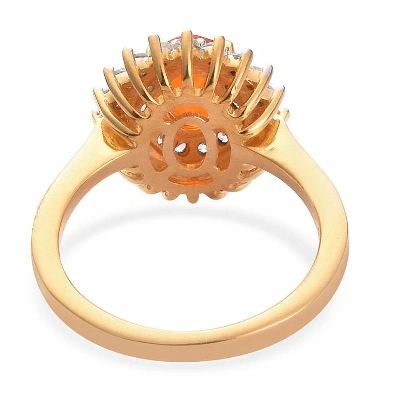 Mexican Fire Opal Engagement Ring Fire Opal Wedding Ring Fire Opal Ring  - Image 3 of 4