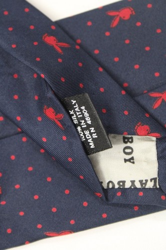 Vintage Playboy Bunny Logo Silk Tie Blue Red Mens Necktie Italy - 第 6/8 張圖片