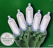 Clear Mini Light String 50 Count LED Cool White Green Wire Christmas Wedding 9.5