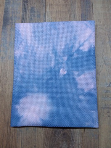 Hand dyed Aida Cloth 14 count - 44cm x 49cm Dusty Blue with Dusty Pink