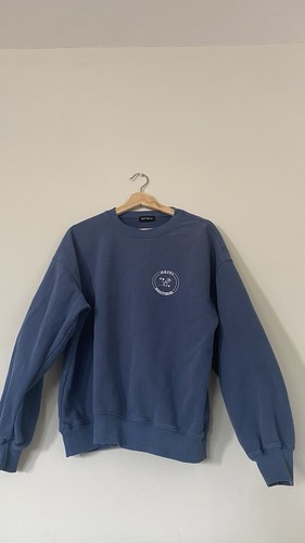 Felpa da donna blu Hazel Boutique taglia M pullover 86% cotone vestibilità sciolta