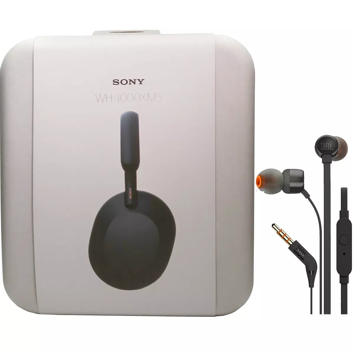 Sony WH-1000XM5 Over-Ear Headphones (Black) with JBL T110 in Ear