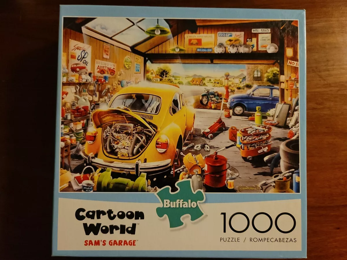 Buffalo Games CARTOON WORLD SAM'S GARAGE Car Jigsaw Puzzle 1000 PIECE Age  14+