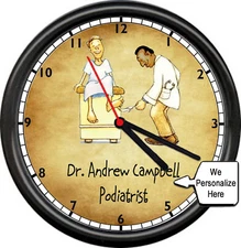 Personalized Name Black Doctor Podiatrist Foot Dr Podiatry Sign Wall Sign Clock