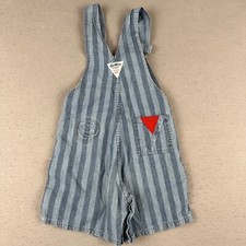 Vintage Oshkosh B'Gosh Shortalls 4T Denim Butcher Striped Vestbak USA Romper 80s
