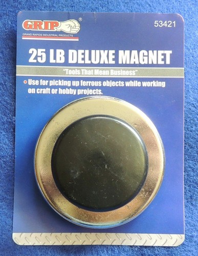 Deluxe Round Magnet Nickel Plated w/ Plastic Handle/Knob 25lb Pull GRIP #53421 - 第 1/1 張圖片