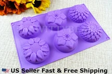 6 Cavity Flower Shaped Silicone DIY Handmade Soap Mold US Seller