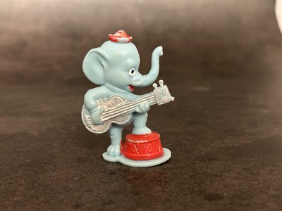 Vintage IDL TOYS Blue Elephant Playing Guitar Small Toy Figure Made in Hong Kong