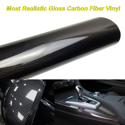 Ultra Gloss 9D PET Liner Black Carbon Fiber Vinyl Wrap Air Release Bubble Free