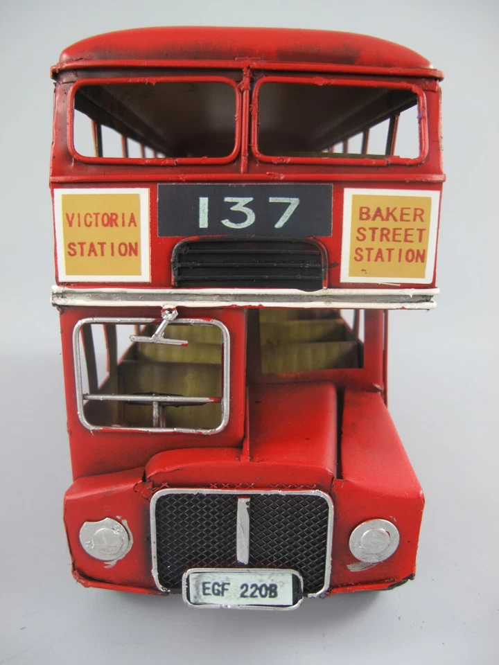 Doppeldecker Bus London Oldtimer Antik Stil Eisen Modell Retro Blechauto - Bild 3 von 4