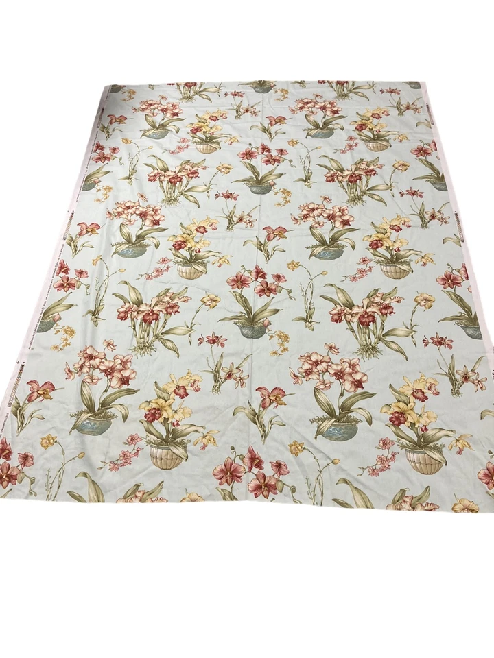 DE COLECCIÓN BLOOMCRAFT BLOOMGUARD FLORAL Orquídea IMPRESIÓN SERIGRAFÍA Verde Menta 2 yardas. 54" Foto 2 de 4