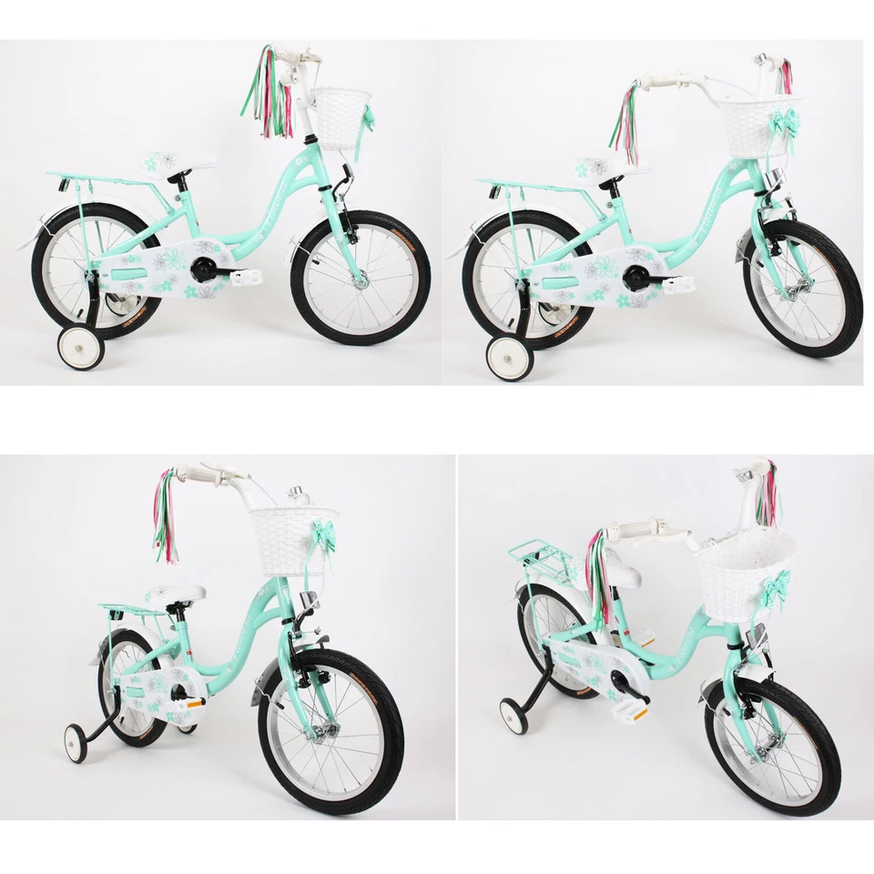 FLOWERS Kinderfahrrad 16" Mädchenfahrrad Kinder Rad Bike Spielrad - Grün - Bild 2 von 4