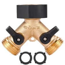 Garden Hose Splitter 2 Way Heavy Duty Y Connector Brass Garden Hose Adapter Hos