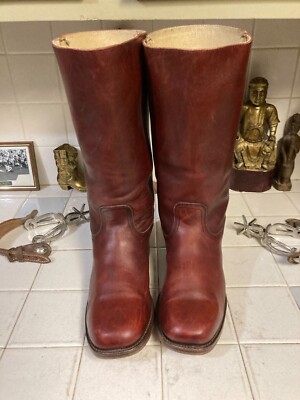 Frye Campus Boots Brown Leather Square Toe Knee High 12 D Vintage Made in  USA