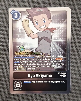 Digimon Card Game Prerelease Stamp - Ryo Akiyama - BT19-086 ENG NM