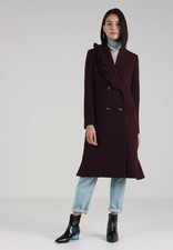 New Lost Ink Coat Shawl Frill Collar Longline Midi Coat Autumn Winter Look Uk 10