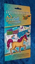 Schablonenbuch Ponyhof folia, 5 Malschablonen, Block mit 36 Vorlagen, Sticker