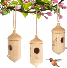 3 Pack Hummingbird House, Hummingbird Houses for Outdoors Hanging, Wooden Hummin