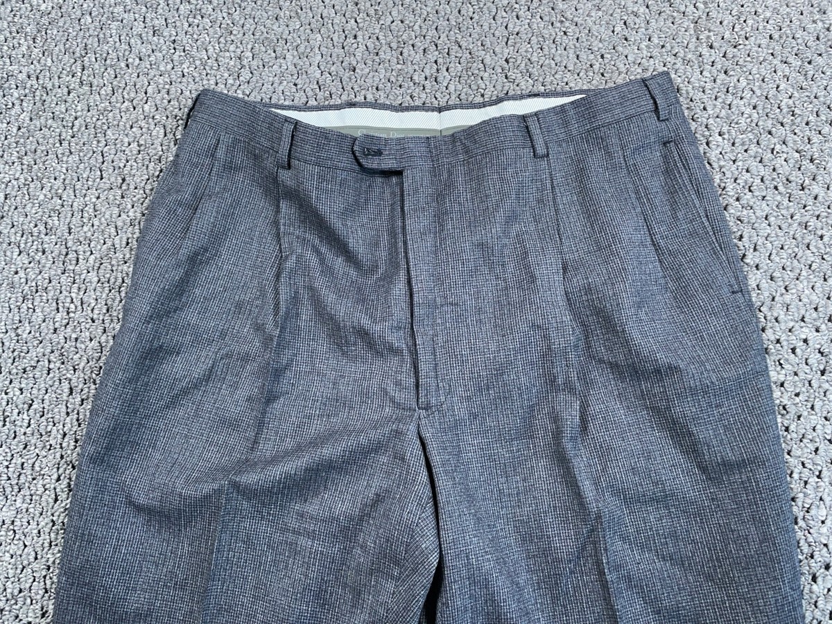 VTG Christian Dior Double Pleated Wool Pants Men's 38 x 31 Gray
