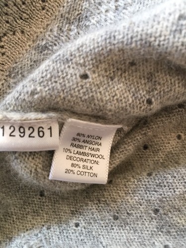 ANN TAYLOR Women's Sweater Large Angora Rabbit Hair Lambswool Wrap Style Gray - Picture 11 of 12