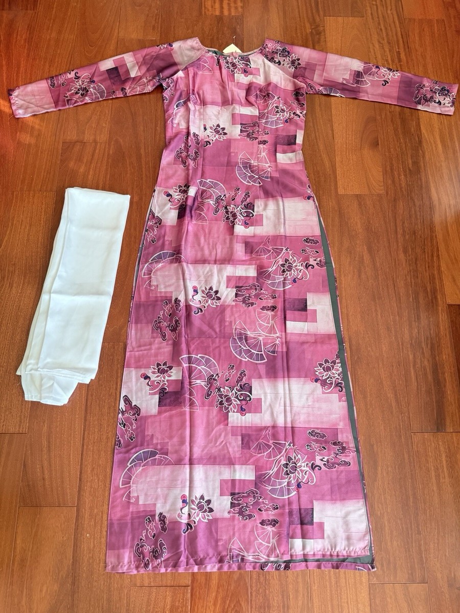 Ao Dai Vietnamese W Pants. Lua Pháp In 3D . Size M