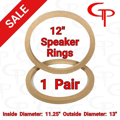 12 inch Speaker Rings MDF GP Car Audio Fiberglass Mounting Spacer 1 PAIR 12''