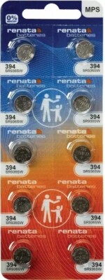 Ten (10) Renata 394 SR936SW 1.55V Silver Oxide  Batteries w/Tracking Exp. 01/29