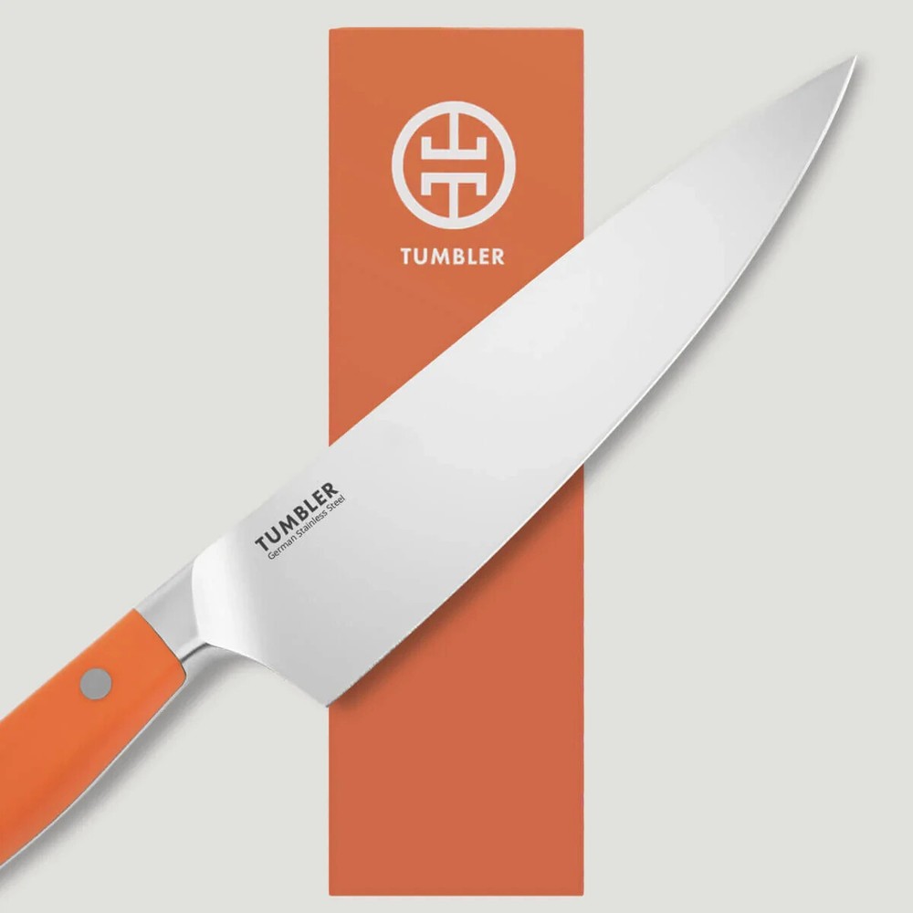 Orange Stainless Steel Tumbler Signature Chef Knife New in Box