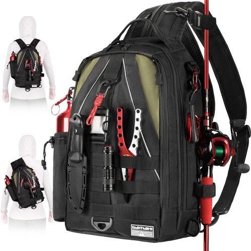 Ghosthorn Fishing Backpack Tackle Sling Bag - Medium, Black