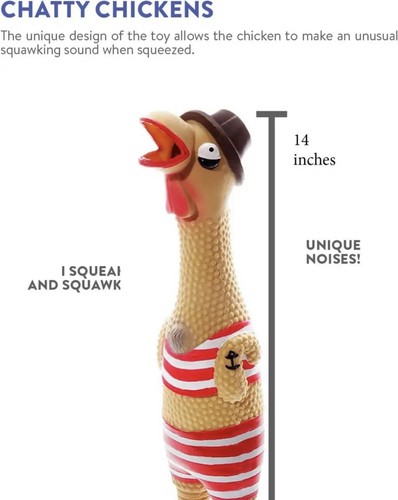 CharmingPet SQUAWKERS GRANDPA GIMPY HIP Latex Dog Toy LARGE Silly Sounds Chicken - Picture 4 of 5