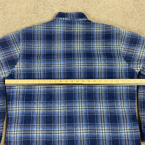 VTG Anthony's Plaid Quilted Lined Flannel Shirt Blue Size Large Long Sleeve - Picture 5 of 6