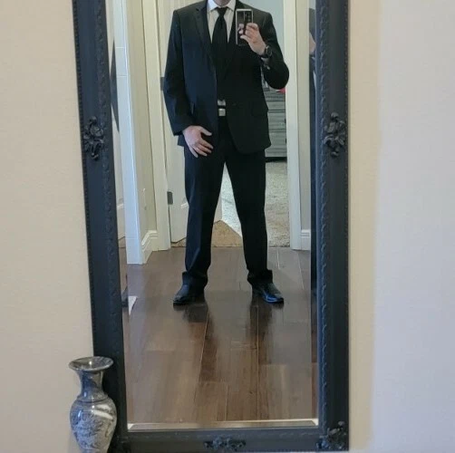 Traje Para Hombre 42-44 Pantalones Largos 34x32 y Abrigo Negro Rayas Nick Ver Descripción  Foto 2 de 4